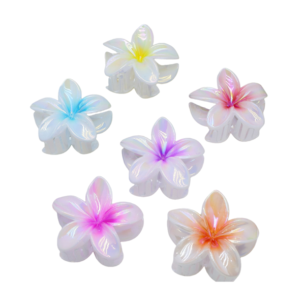 Gradient Pearl Egg Flower Hair Clip - Set Of 6