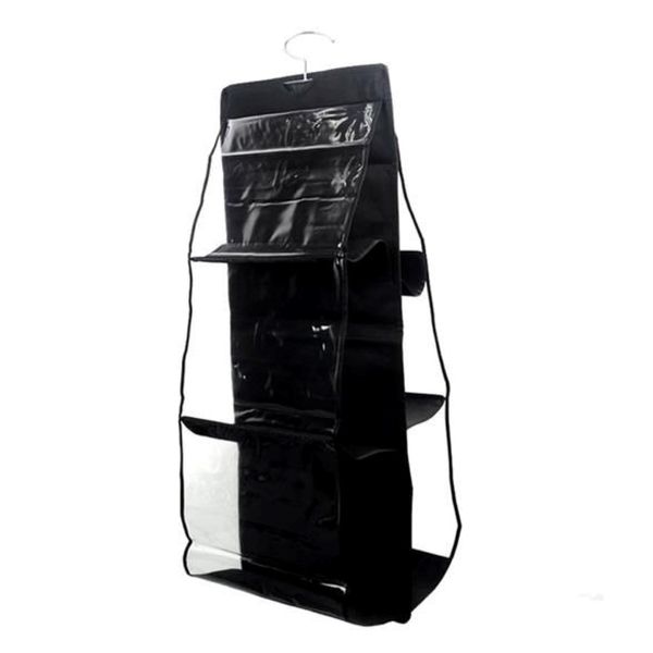 Dual Side Hanging Storage Bag - 6 Pocket (Black)