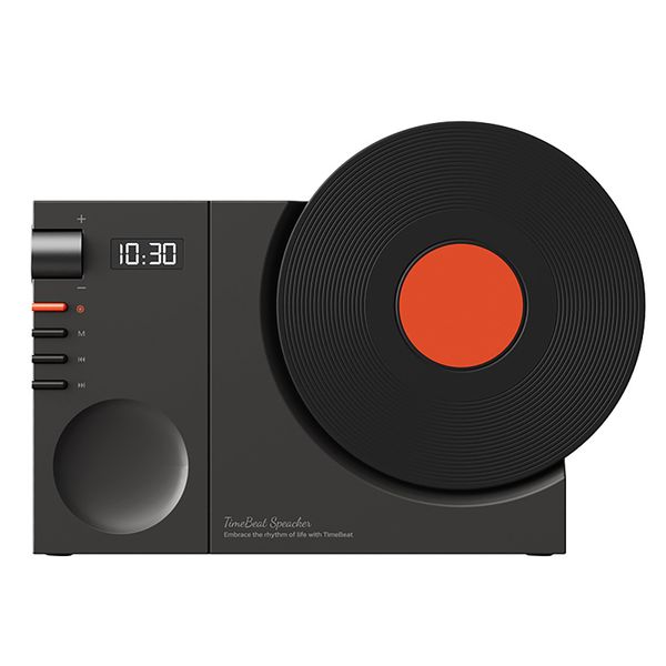Retro Vinyl Record Player-Style Bluetooth Speaker with Clock Display