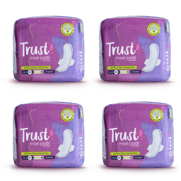 Trust Maxi Super Long Unscented Sanitary Pads (4 packets x 8 pads)