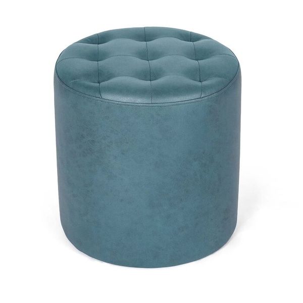 Vegan Leather Round Ottoman