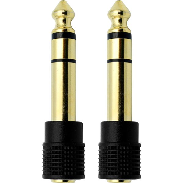 2 pcs Audio Adapter 6.35mm Male to 3.5mm Female Stereo Headphone Connector