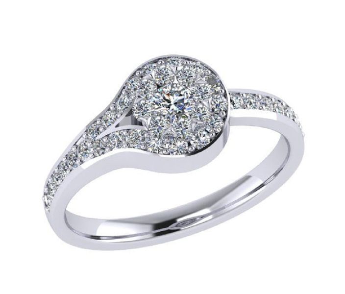 9ct White Gold Diamond Ring Set With A Centre Diamond