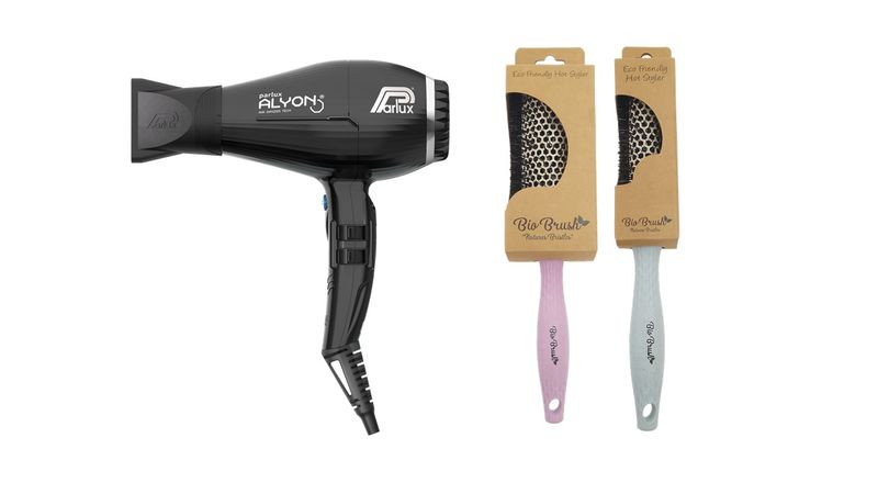 Parlux Alyon Matte Black + Bio Brush Styling Set 64mm &amp; 38mm