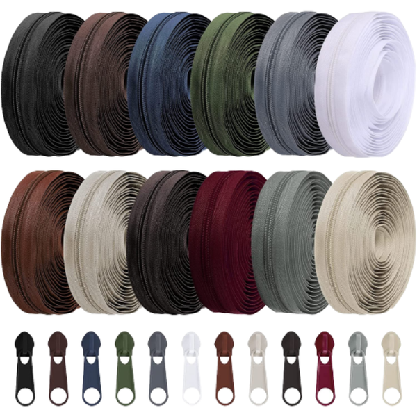 Sewing Zippers Kit - Dark Colours