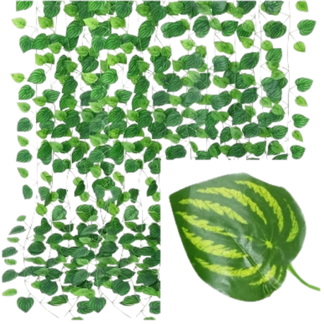 Bestby - 12 Strands 70 Leaves Artificial Vines Green Leaves - Watermelon Image