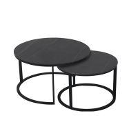 Set of 2 Rounded Faux Marble Top Nesting Coffee Tables