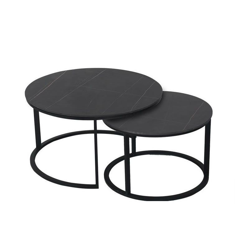 Set of 2 Rounded Faux Marble Top Nesting Coffee Tables | Shop Today ...