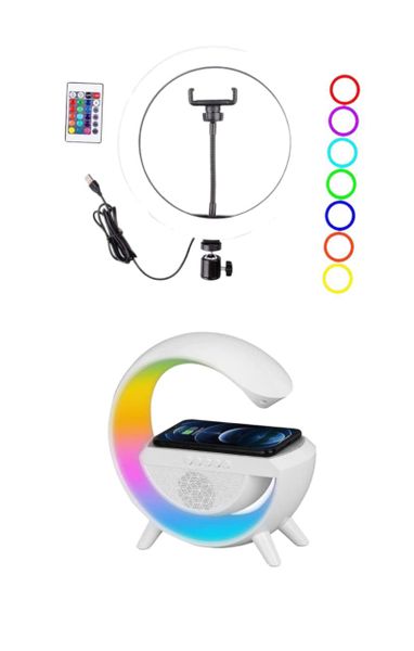 Ring Light &amp; Wireless Phone Charging RGB LED Lamp &amp; Speaker