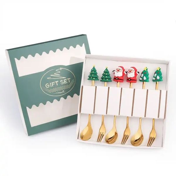 Gold Stainless Steel Spoon and Fork Set 6-Piece