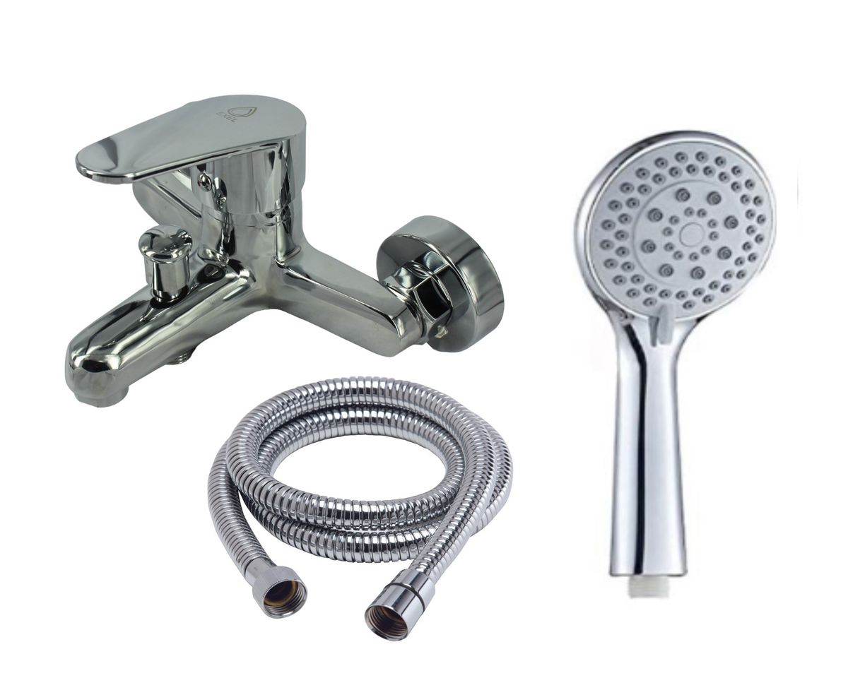 Exel Chrome Bath Mixer with shower Handle and Shower Hose