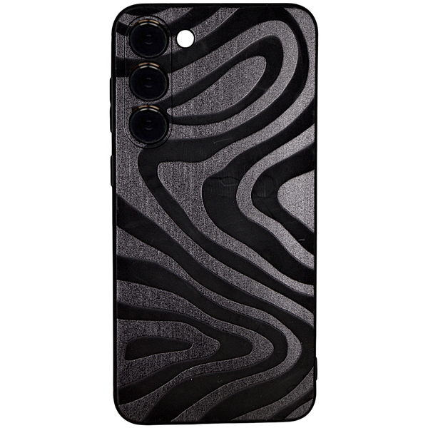 Black Phone Case with Black Shiny Zebra Print compatible with Samsung S23+