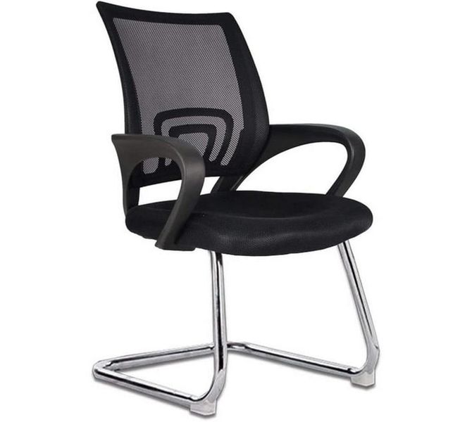 SMTE - 233c - Black Cantilever Chair with Mesh Cover and Floor Protectors