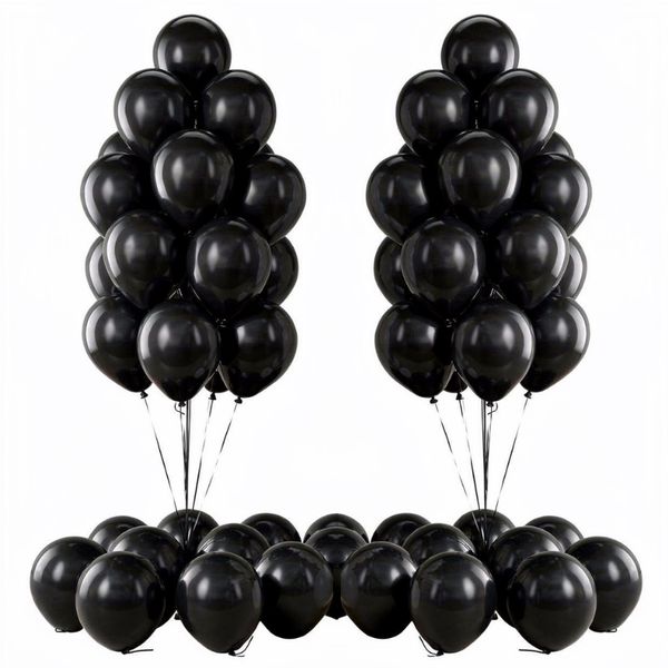 Pack of 50 Black or White 30cm Latex Balloons for Parties &amp; Events