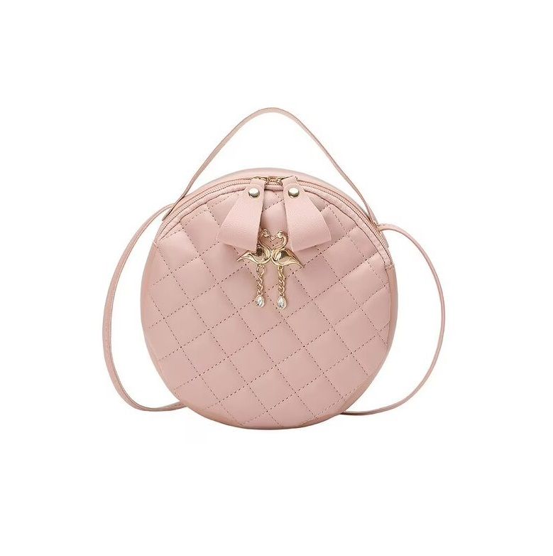 Boss Versatile Quilted Round Elegant Swans Charm Crossbody - Shoulder Bag