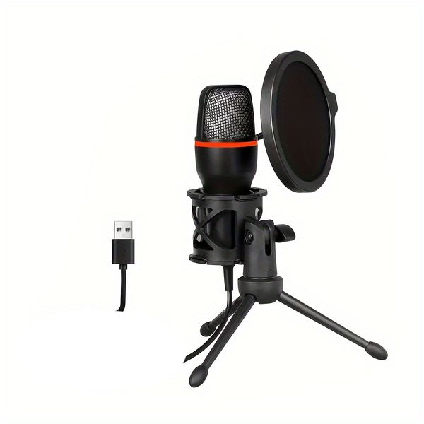 Microphone USB Condenser with TripodStand and Pop Filter for Streaming &amp; PC