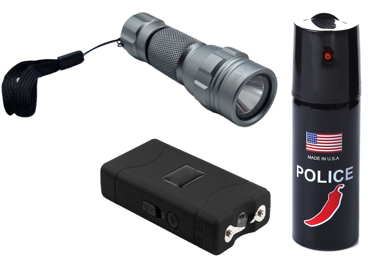 Stier Stun Gun, 60ml Pepper Spray and Pocket Flashlight Shop Today
