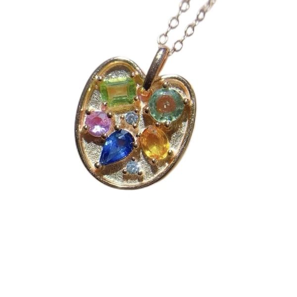 Artist's Colour Gem Of Natural Coloured Treasure Pendant Design