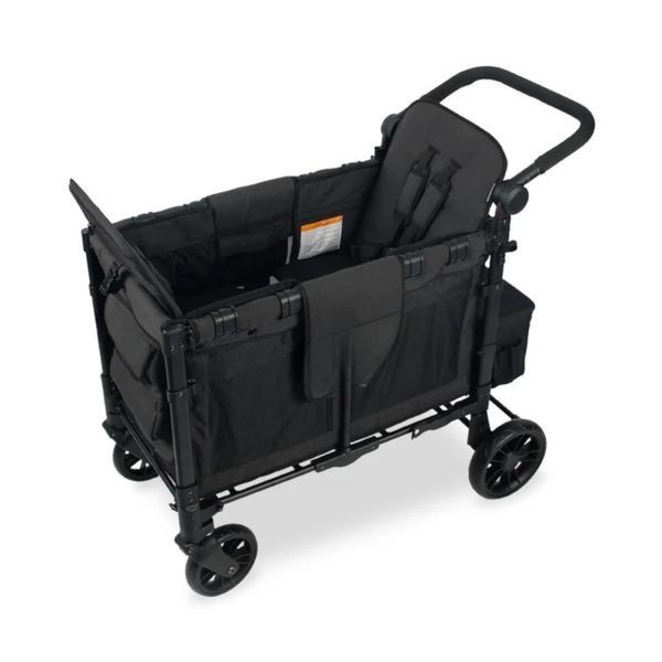 Foldable Two Seater Stroller Wagon with Canopy - Black