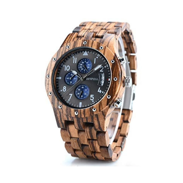 Bewell W109d Chronograph Zebra Wood Watch