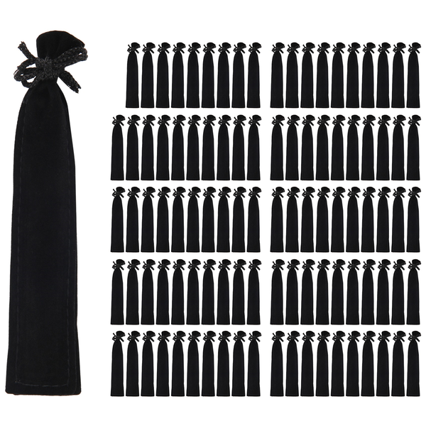 100Pcs Velvet Black Drawstring Bag for School Office Business Gift