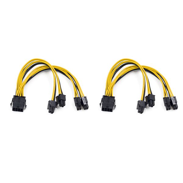 2Pcs EPS 12V 8Pin to Dual (4+4)Pin Motherboard Power Supply Cable
