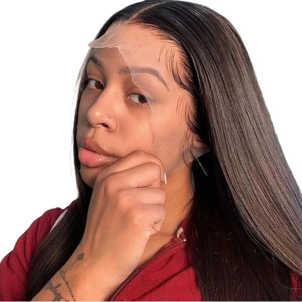 13x6 HD Lace Front Straight Wig 100% Brzailian Hair Wig 180% Density 18Inch