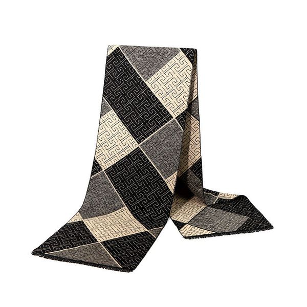 Autumn and Winter New Men's Geometric Pattern Warm Long Scarf