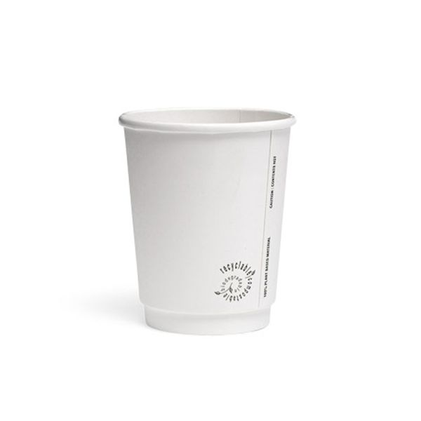 250ml Biodegradable Double Wall Coffee Cup with lids - Pack of 50