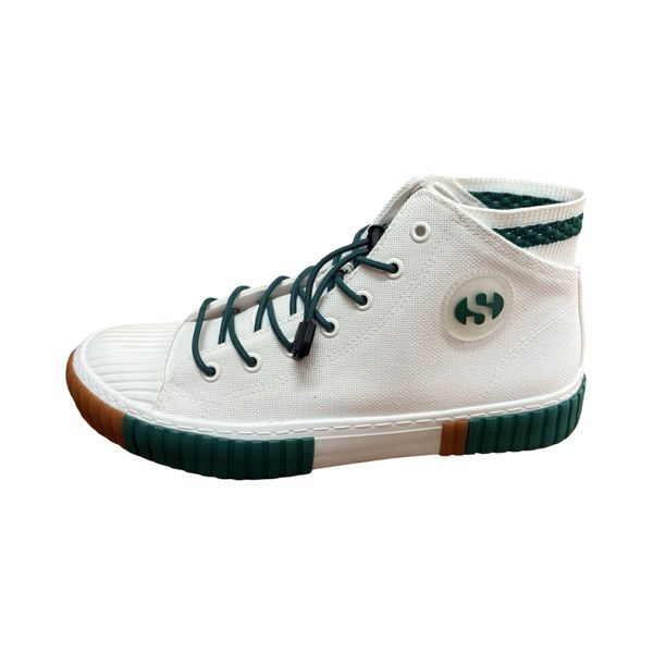 Superga Canvas High-Top Sneakers - White &amp; Green