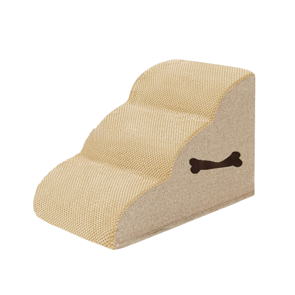 3-Level Pet Stairs Soft Linen Dog Ramp Steps for Bed Sofa Couch