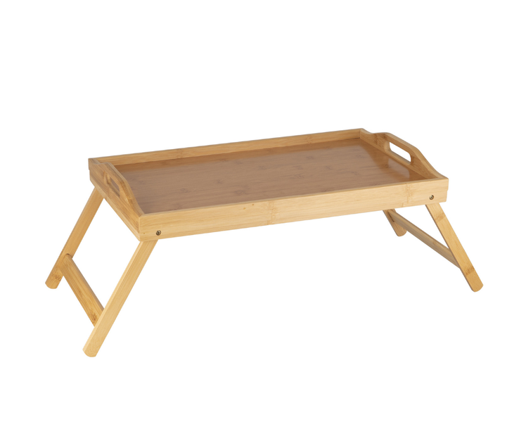 Breakfast In Bed Folding Bamboo Bed Table Serving Tray
