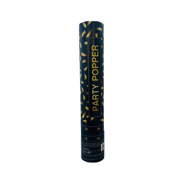 Gold &amp; Black Confetti Party Popper Cannon - 28cm