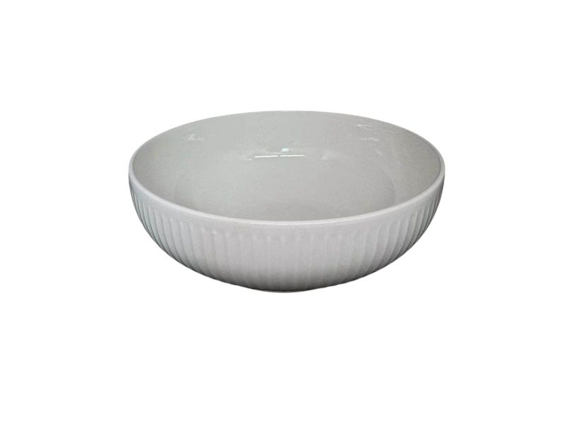 White Ceramic Round Salad Serving Bowl 10-inch Set of 2