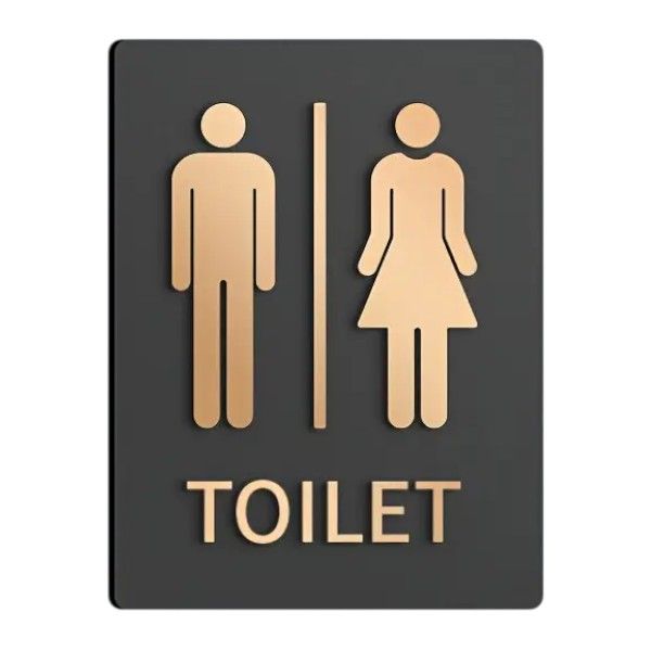 Men &amp; Women Toilet Sign With Adhesive Backing - Black