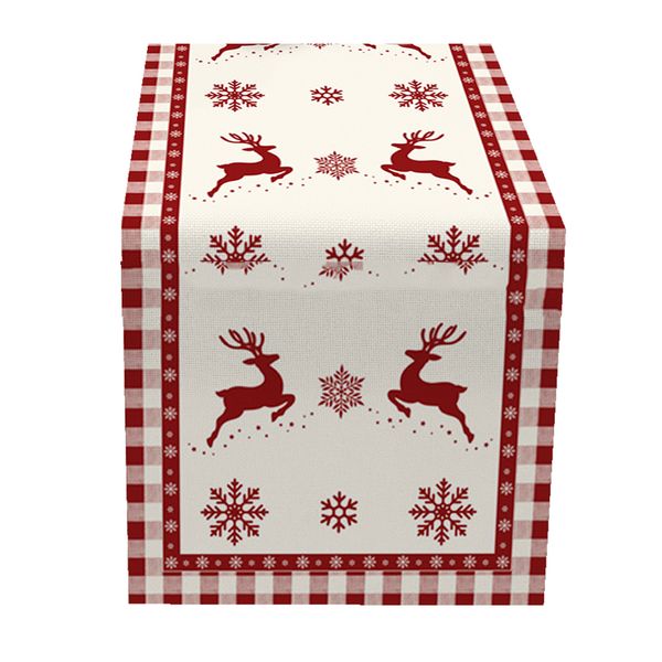 Home Christmas Linen Table Runner for Party Decoration - White Summer