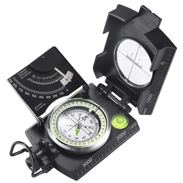 Military Sighting Compass with Inclinometer, Waterproof Aluminum for Hiking
