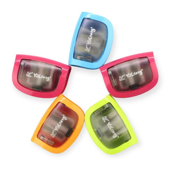 Multi-Colour Set of 5 High Quality See-through Pencil Sharpener Set 2 Holes