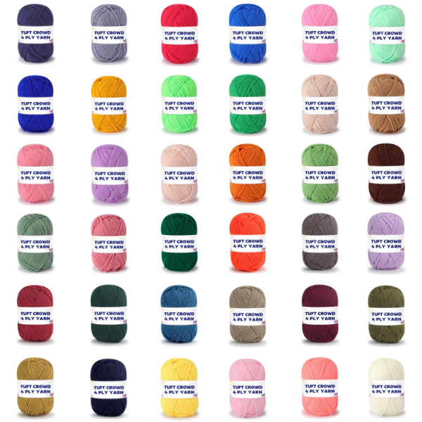 TUFT CROWD - Prismatic , 36 Colours Yarn, 4-ply Tufting Yarn ( 12 x 25g )