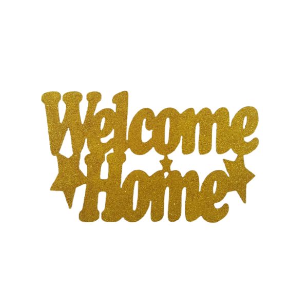 Welcome Home Wooden Sign Gold 40cmx28xm