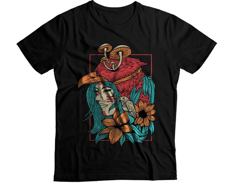 Woman Bird Head Graphic T-Shirt