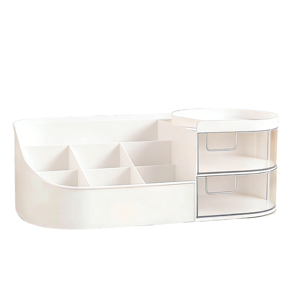 Drawer-Type Storage Box - Divided Compartments, ABS for Makeup/Stationery