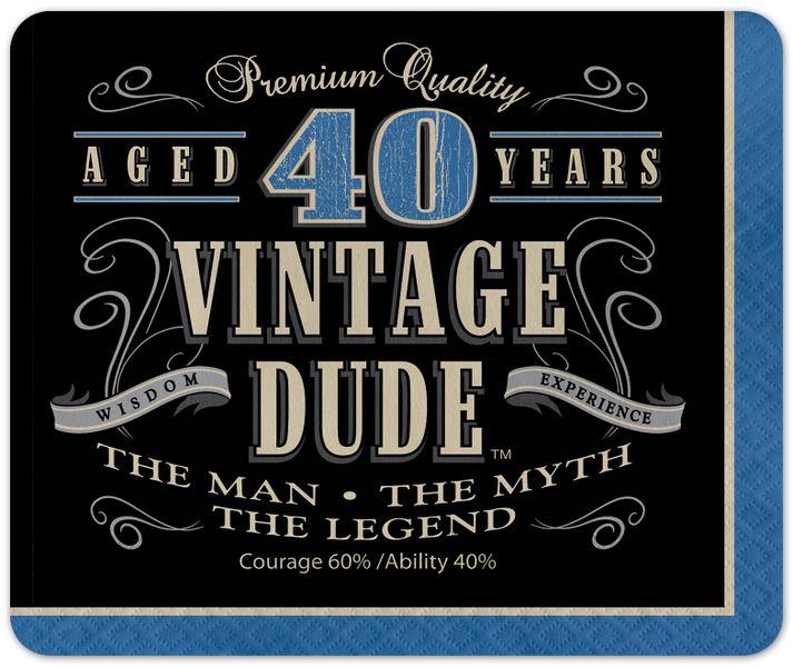 40th Birthday Aged 40 Years Vintage Dude For Him Gift Mousepad