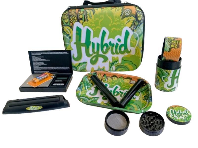 Green "Hybrid'' 8 Piece Tray / Weed Travel Case / Digital (Grams) Scale