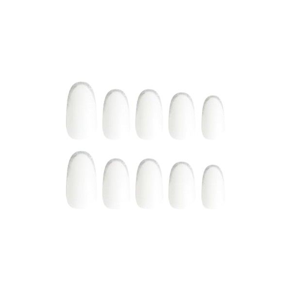 24 Piece - Simple European Style Glitter Powder Press-On Nails - White