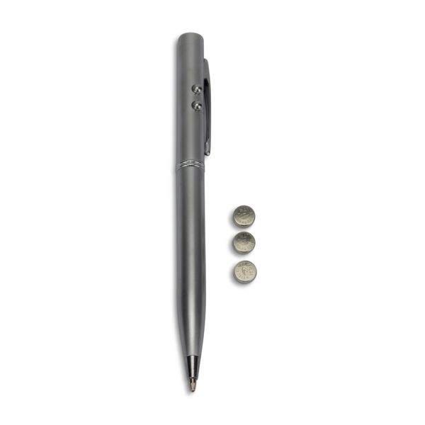 Laser Pointer Torch Pen - Dual Action - Silver - 18.8cm x 3.5cm x 2.2cm