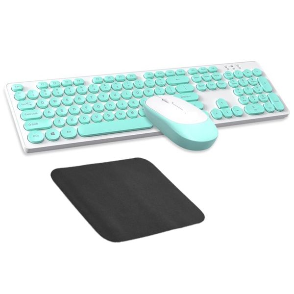 Wireless Keyboard, Mouse and Mouse Pad Combo - Mint