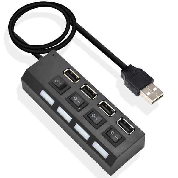 4 Port USB 2.0 Hub - Black