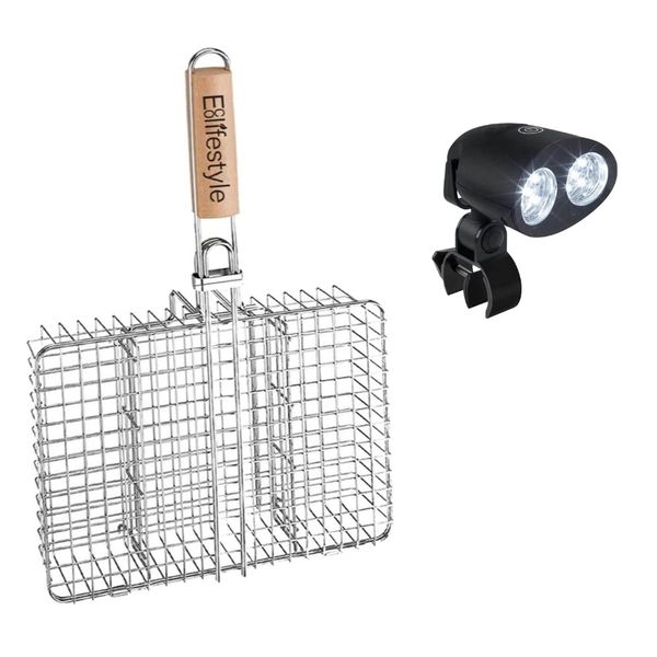 Stainless Steel Braai Grid with Braai Light - Braai Grill Set with Light