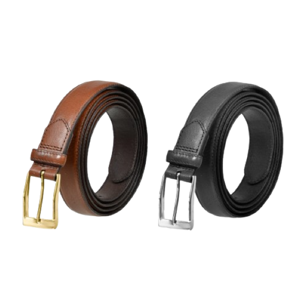 Men's Black and Brown Pin Buckle Leather Belt